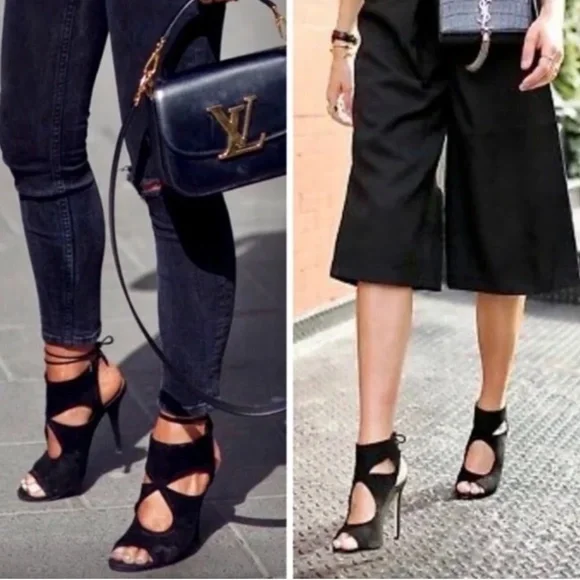 Aquazzura Black Suede Cut Out "Sexy Thing" Heels - Picture 2 of 13